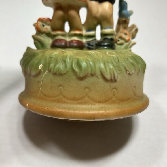Vtg Sanmyro Porcelain Boy & Girl Bird Guitar Rotating Music Box Japan Flaw 6” - Picture 7 of 9